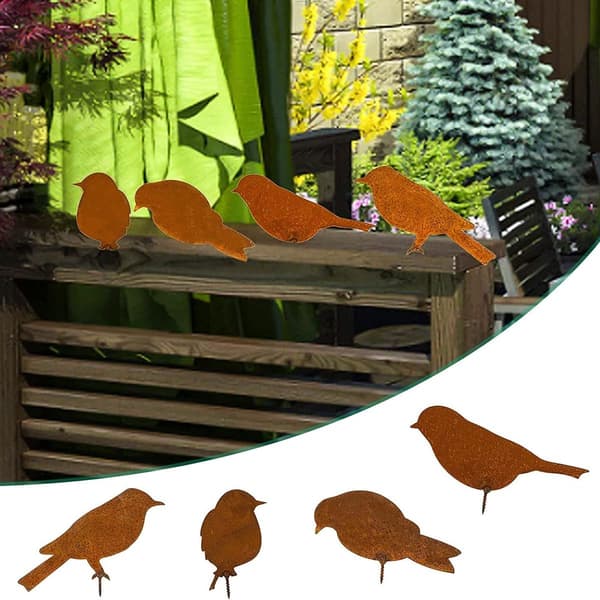 Rusty Birds with Screw Garden Bird Silhouette KLB