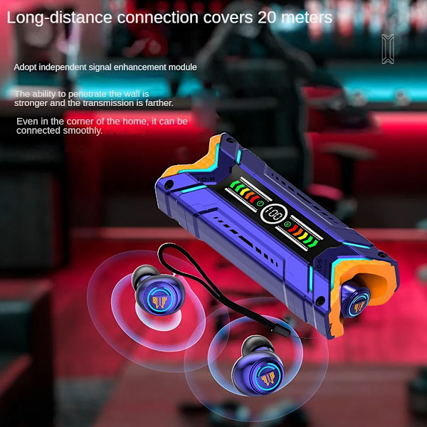 Futuristisk Sci-fi Mecha Style TWS Trådløs Bluetooth 5.3 Blå