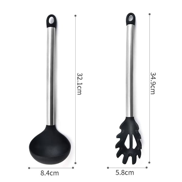 2-delt mini køkkenredskabssæt - rustfrit stål og suppe ske + pulver gripper KLB