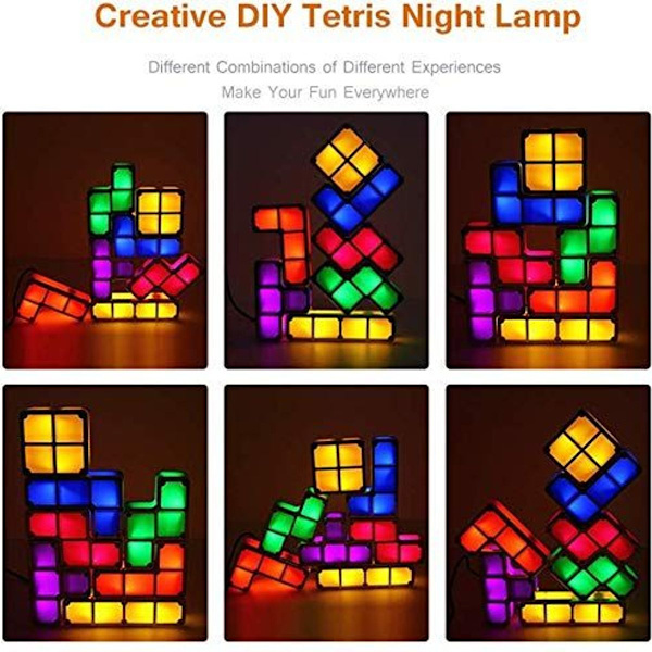 Tetris-lampa, Attoe LED Tetris stapelbar nattlampa, 7 färger, induktions V KLB