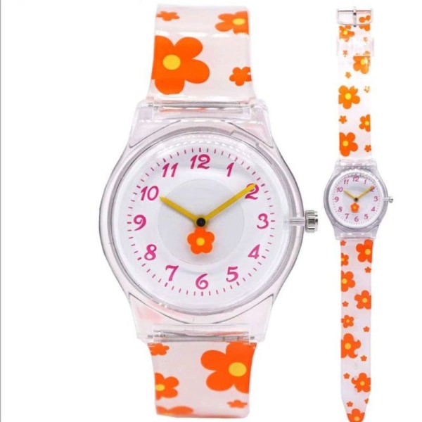 Blommig Kvarts Klocka$Vacker Tryckt Kvarts Klocka$Orange Blommig Kvarts Klocka