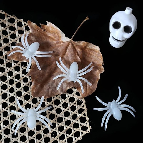100 stk Halloween-edderkoppdekorasjoner Kunstig fargerik skummel edderkopp for innendørs