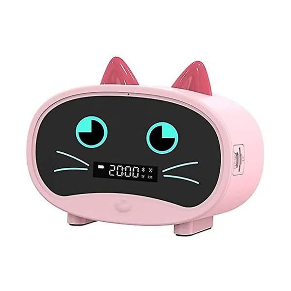 2 i 1 tegneserie katte-vækkeur - Bluetooth-højttaler, mini digital FM-radio