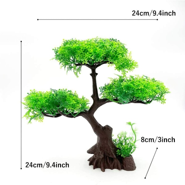 Kunstige Plastik Planter Sæt til Medium/9.4\" Akvarium(Grøn)