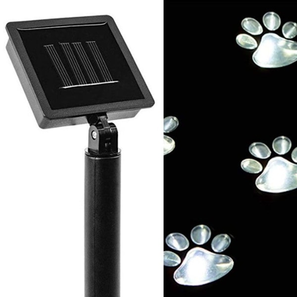 Aurinkokäyttöiset LED-keijut, koiran tassut, 4 LEDiä, musta kaapeli, ulkokäyttöön, KLB