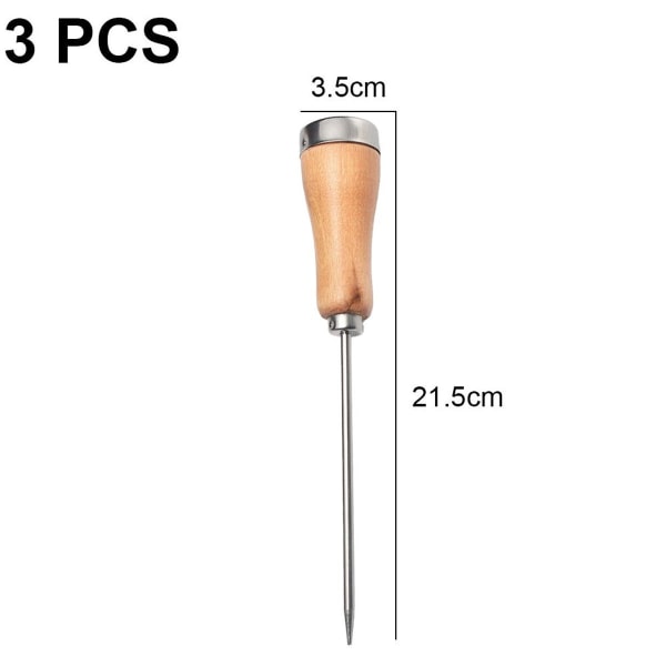 Stainless steel ice pick with safety wooden handle for the kitchen,