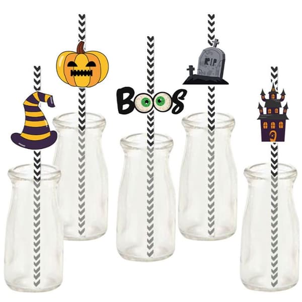 24 st Halloween-sugrör Cocktail Dricka Sugrör Cocktail Dekorativa Sugrör