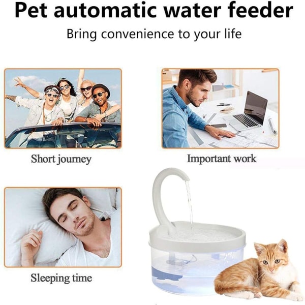 Katt Dricksfontän med Filter Automatisk Vatten Dispenser Husdjur USB Vatten KLB