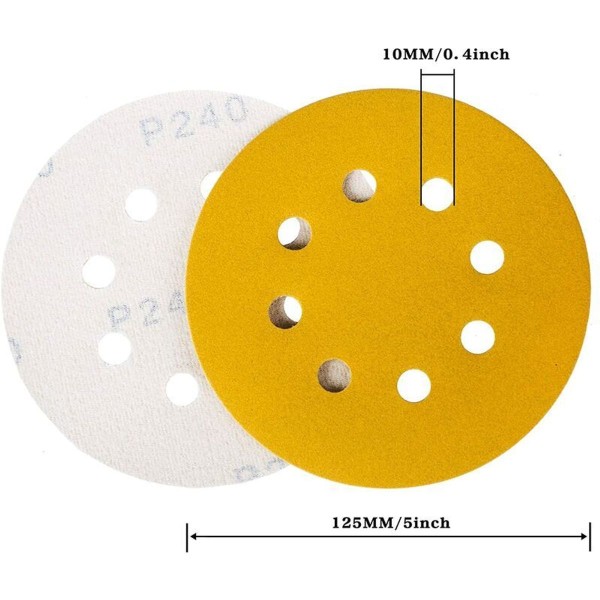 125 mm hiekkapaperi hiomalaitat, 100 hiomalaitat hiomatyynyt pyöreä 8 L