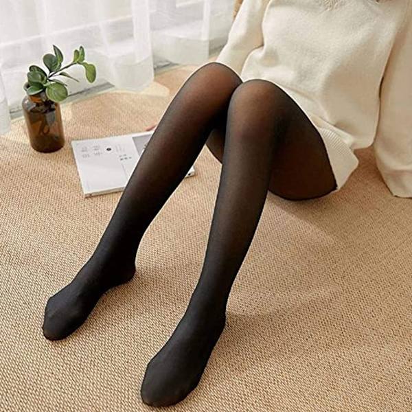 Vintertermiska tights med hög midja, ogenomskinliga, svarta - connecting KLB