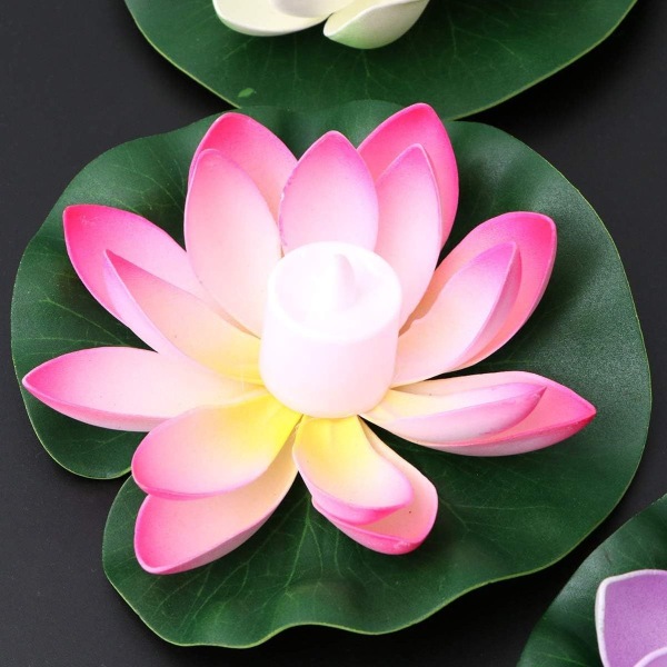 6stk flytende blomster LED lys kunstige vannliljer