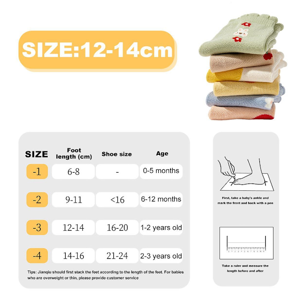 Set med tecknade strumpor för flickor, kanin, pocherat ägg, 12-14 cm KLB
