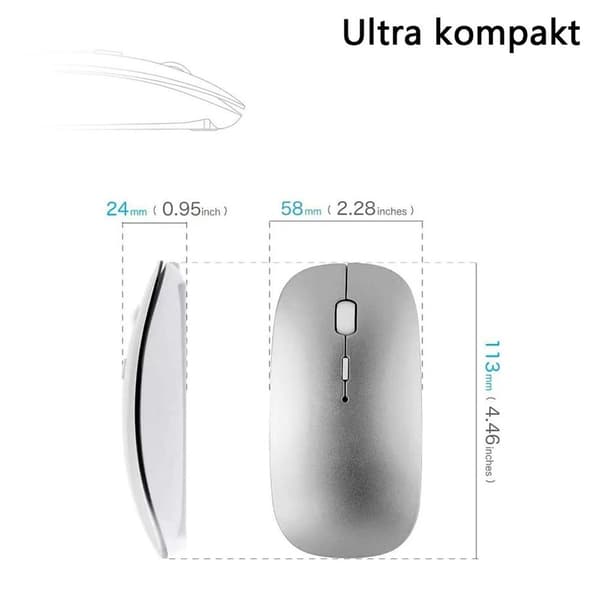 Bluetooth-mus, uppladdningsbar tyst minimus, 3 DPI justerbar Bluetooth