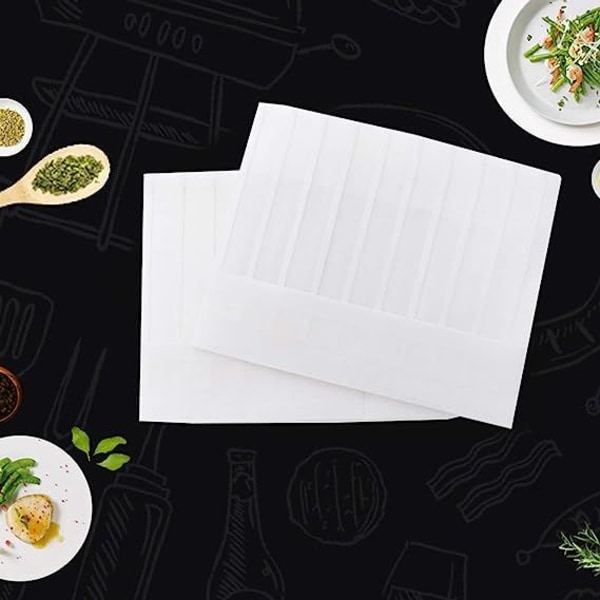 20 stk engangs kokkehat papir kokkokkehat Justerbar hvid toque til madlavning Køkken Restaurant Bistro Bar Justerbar størrelse
