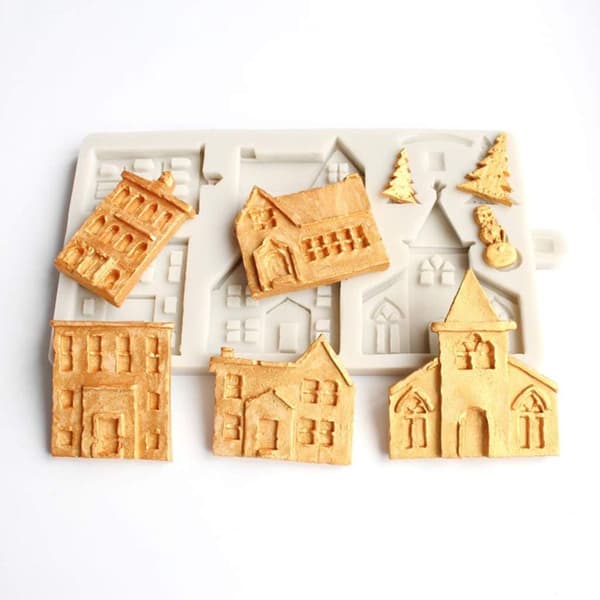 Julhus i silikonform för pepparkakshus, rikligt formade kakor KLB