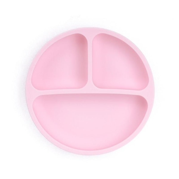 Children's Tableware Baby Silicone Suction Cup Bowl Baby Smile Face Plate Tableware Smile Face Baby Tableware Set Children Plate(Pink)