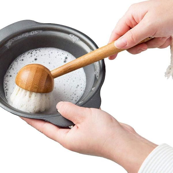Diskborste, Bambu Diskborste Klassisk Retro Stil Naturligt Trä för Kök Badrum
