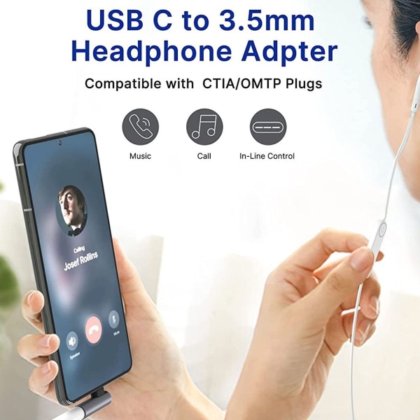 2-pakning USB C til 3,5 mm lydhodeadapter Type C til grå