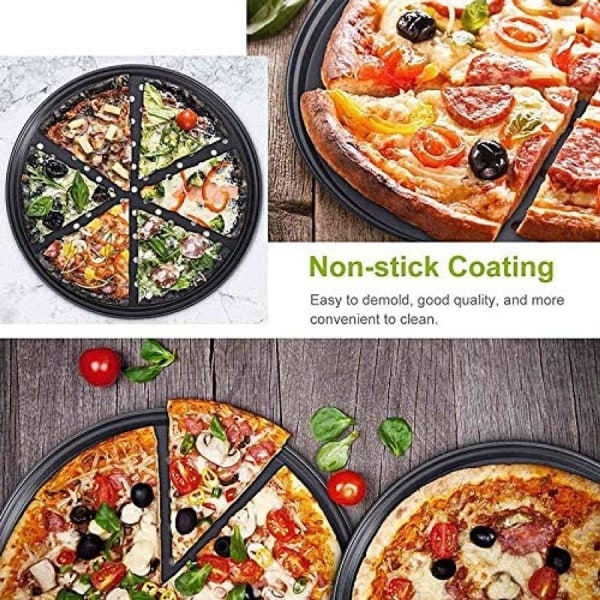 Pizzabakke, pizzasæt 2 stk, non-stick pizzabageplade med