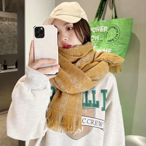 Halsdukar för kvinnor Rutig filt Scarf Trendy Tartan Scarves Oversized Wrap Ginger KLB