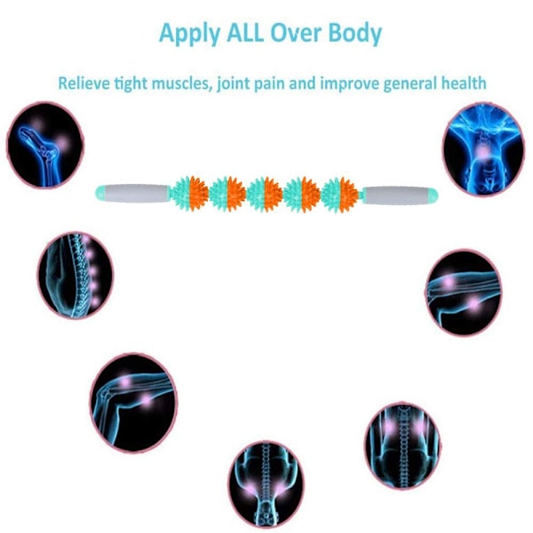 Fasciemassasjevals for cellulitter, muskelvalsestang, fettfrigivelse, oransje, fem baller