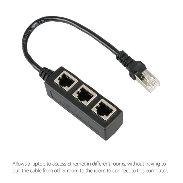 RJ45 LAN Ethernet 1 til 3 Port Splitter Kabel Nettverk Cat5 Cat6 Adapter Socket
