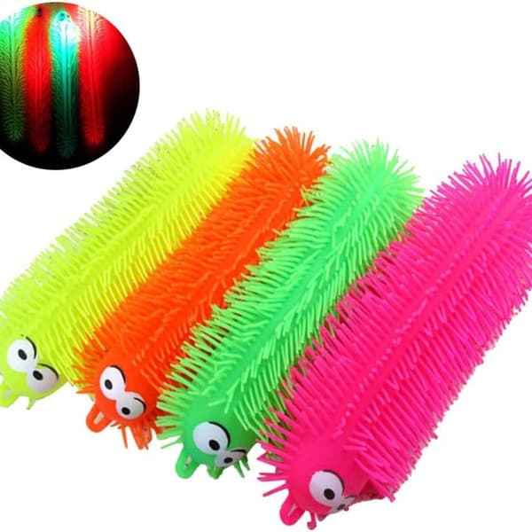 4 st blinkande lysande töjbara larv Squishy stressbollar leksaker KLB
