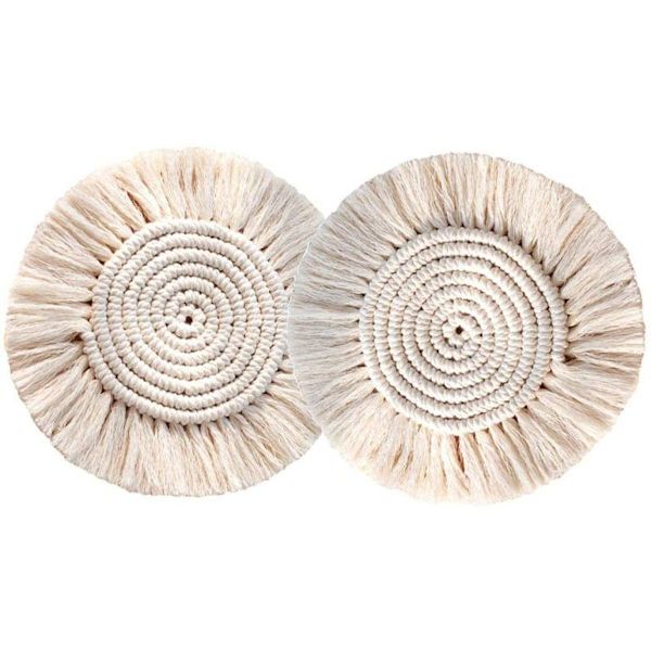2 stk Boho-stil Håndlagde Makrame-Underlag i bomull KLB
