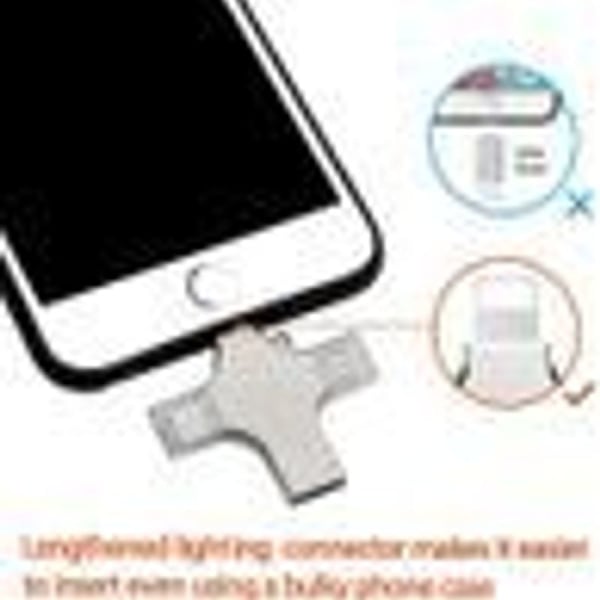 Eksternt hukommelseskort til iPhone, USB-stik 32/64/128GB, 4 i 1 USB-hukommelseskort