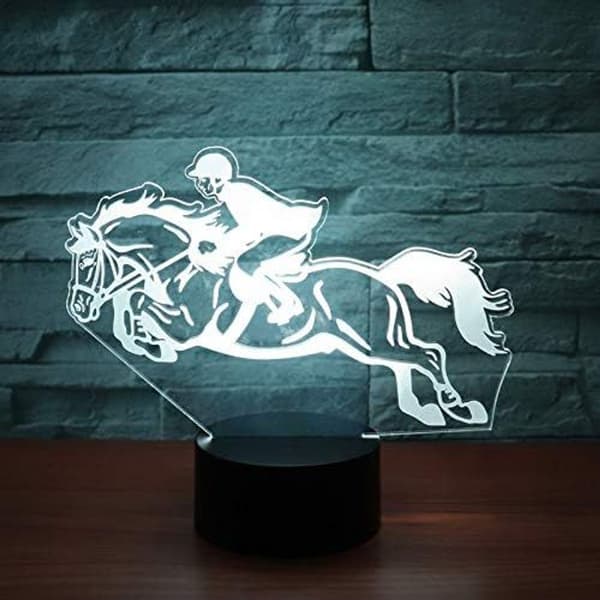 Hestevæddeløb 3D LED Natlys 7 Farver Illusion Lampe KLB