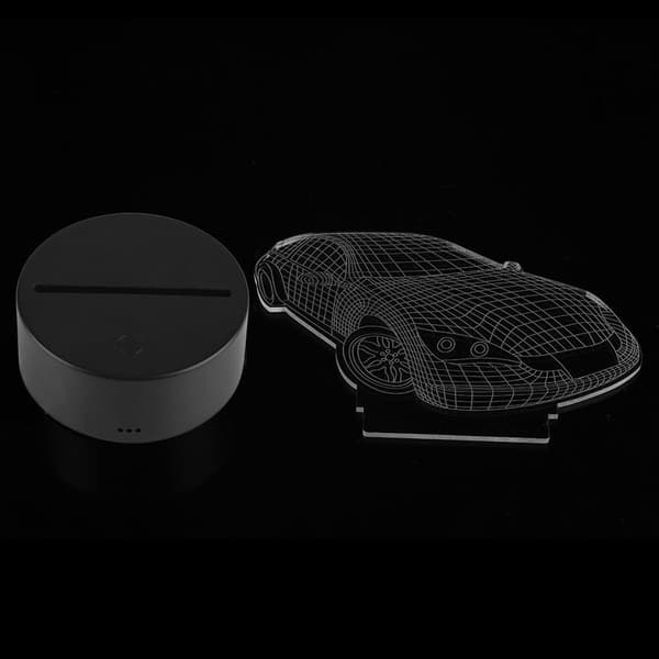 V USB 3D illusjon visuell bil nattlampe 7 farger berøring KLB