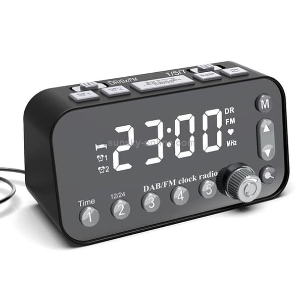 DAB-A1 stort skærms DAB & FM vækkeurradio med dobbelt USB