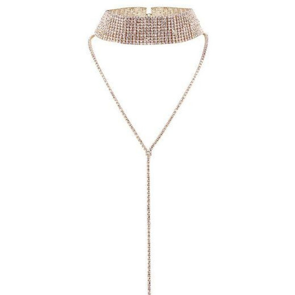 Lang kjede Lang kjede Rhinestone Duskkjede Halskjede for kvinner Jenter Favor