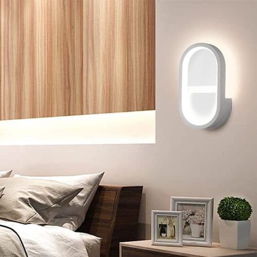 LED mini vegglampe dimmbar innendørslys aluminium hvit