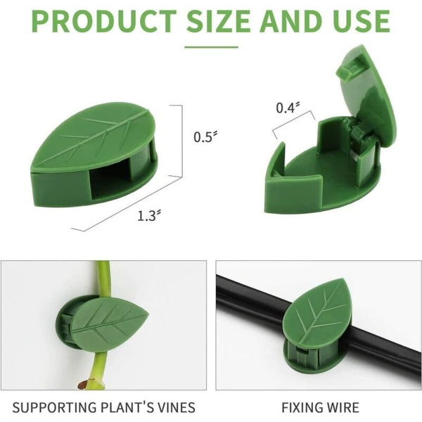 Pakke med 50 veggklips for klatreplanter, selvklebende bladformede veggklips