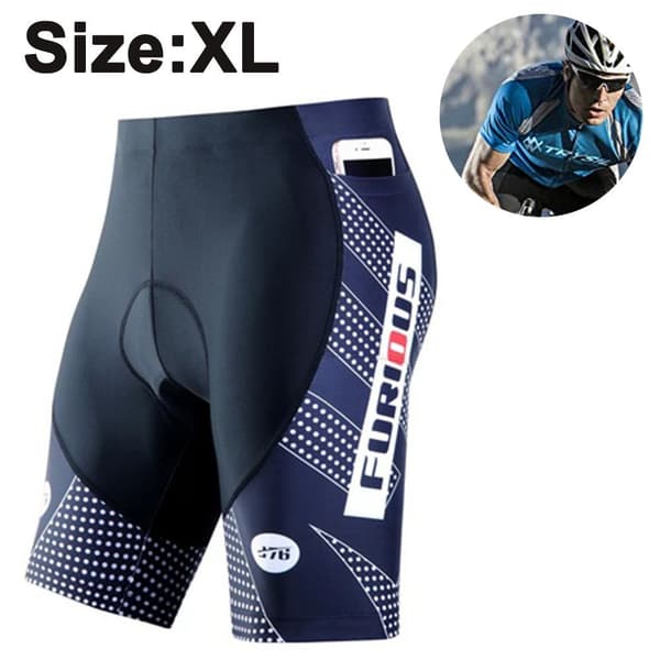 Mænds cykelshorts med 3D sædepolstring, hurtigtørrende, sort, størrelse XL