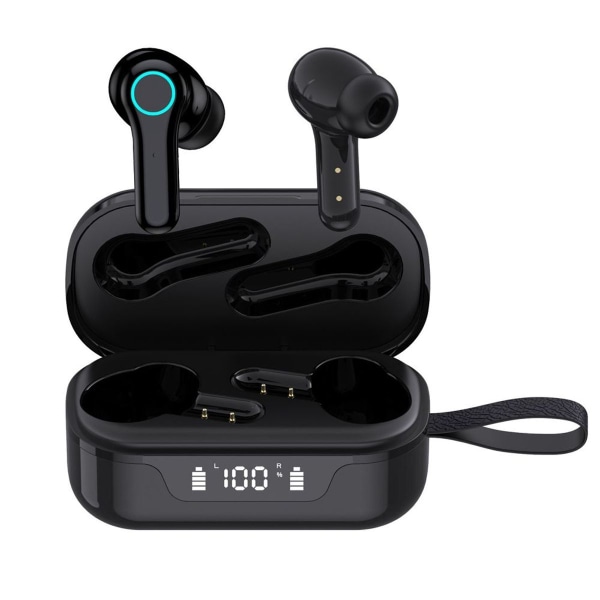 Bluetooth Headphones 5.1 Earbuds LED Power Display Trådlös Svart