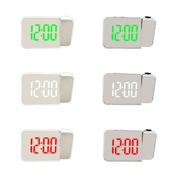 Automatisk semi-lys elektronisk klokke med LED-speilprojeksjon (svart skall +