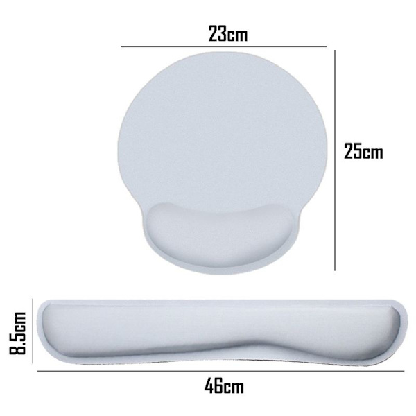Musemåtte med håndledsstøtte, Memory Foam tastaturpude, Easy Gray