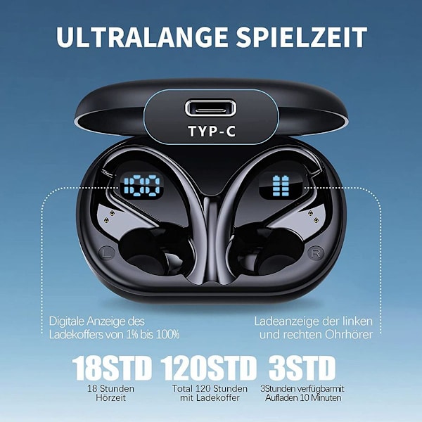 Uusimmat Bluetooth urheilukuulokkeet, langattomat Bluetooth 5.3 -kuulokkeet