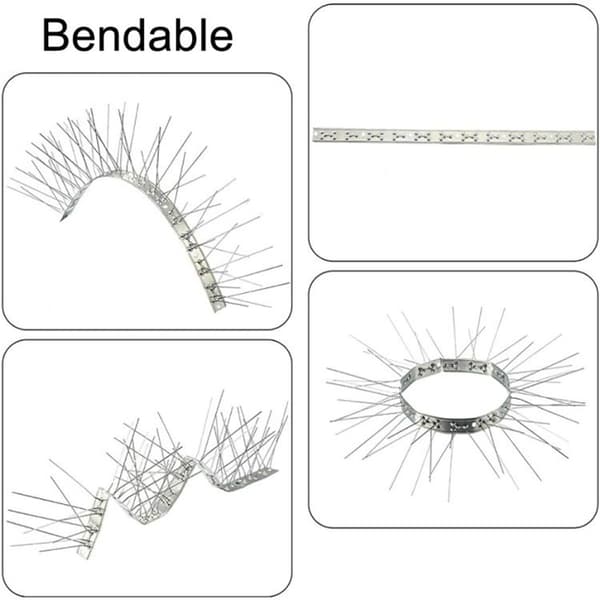 10 sett med 25 cm rustfrie fugleskremmende pigger og kattepigger