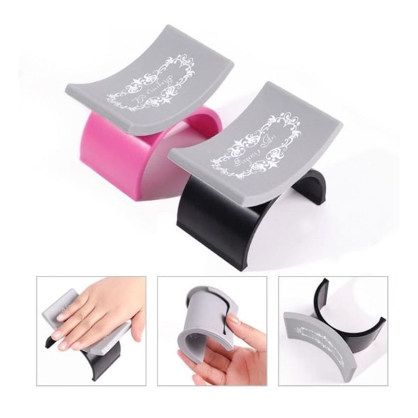 Bærbar aftagelig manicure U-formet silikone håndpude - Pink, Oops!