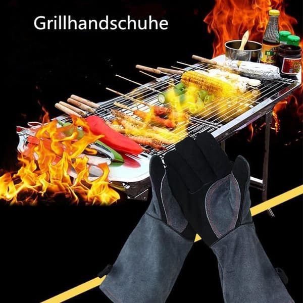 Ovnluffer bagehandsker grillhandsker 1 par lædergrillhandsker