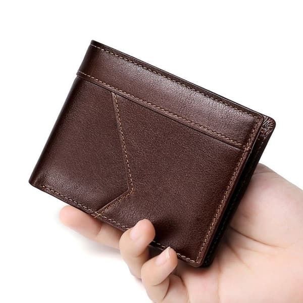Sydd läder herrplånbok RFID Anti-stöld plånbok (brun)