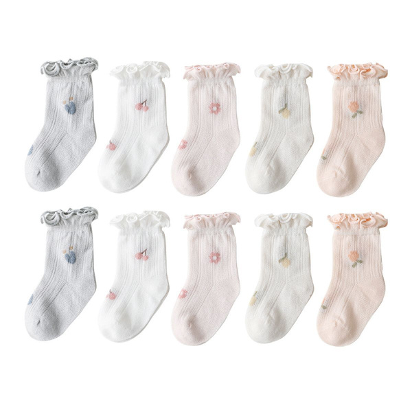 5 Par Babyflickor Strumpor Småbarn Rufsstrumpor Flickor Rufs M KLB