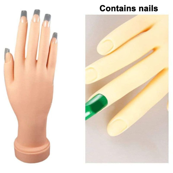Nagelövningsmodellhand, nageldisplay manikyrtillbehör, flexibel rörlig