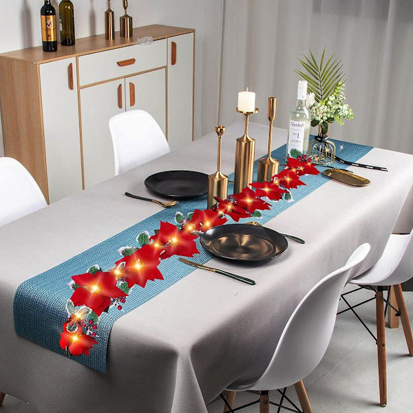 Julstjärnegarland med ljusslinga 8ft KLB