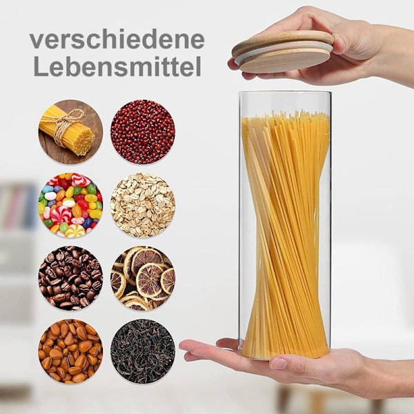 Oppbevaringsglass sett [2x1800ml] - Noodle & Spaghetti oppbevaring som