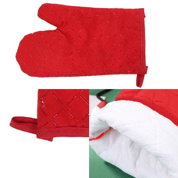 par ugnshandskar med halkfri silikoninsats, texturerad, röd KLB