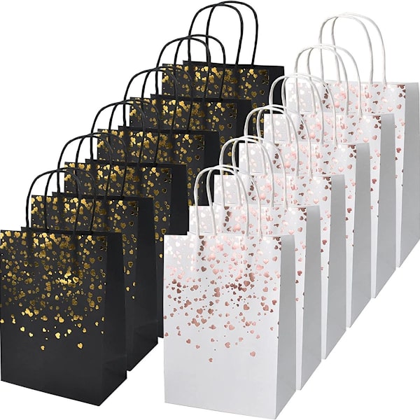 12 kraft presentpåsar i roséguld